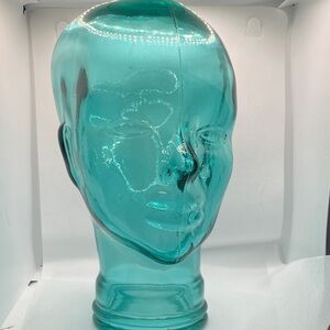Aqua Glass Head Sculpture